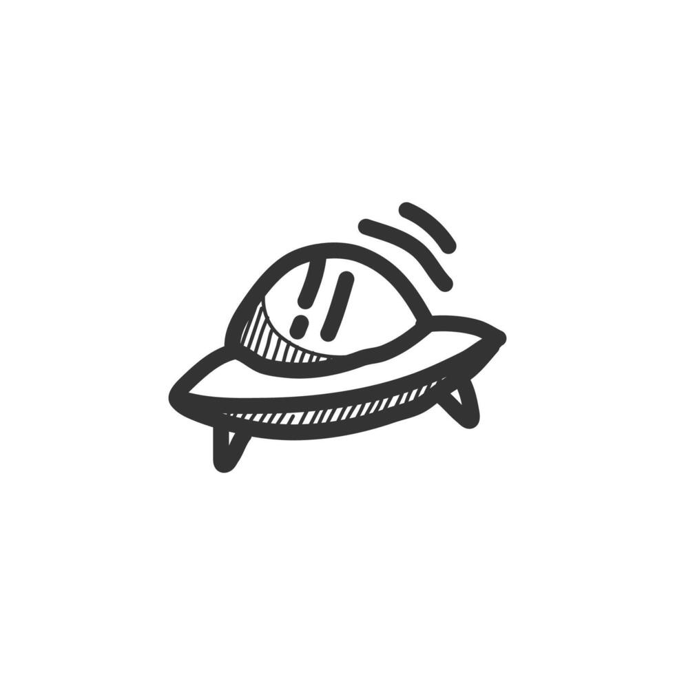 Flying saucer icon in hand drawn doodle vector