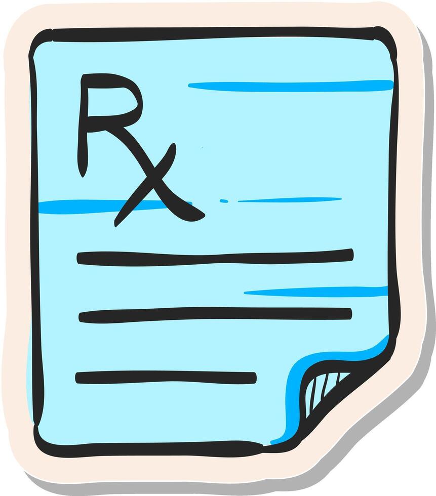 Hand drawn Medical prescription icon in sticker style vector illustration