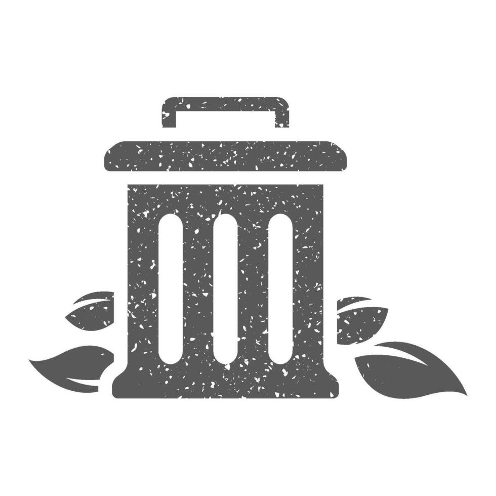 Trash bin icon in grunge texture vector illustration
