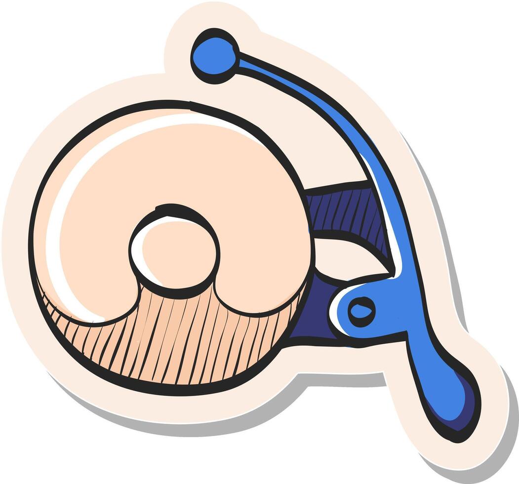 Hand drawn Bicycle bell icon in sticker style vector illustration