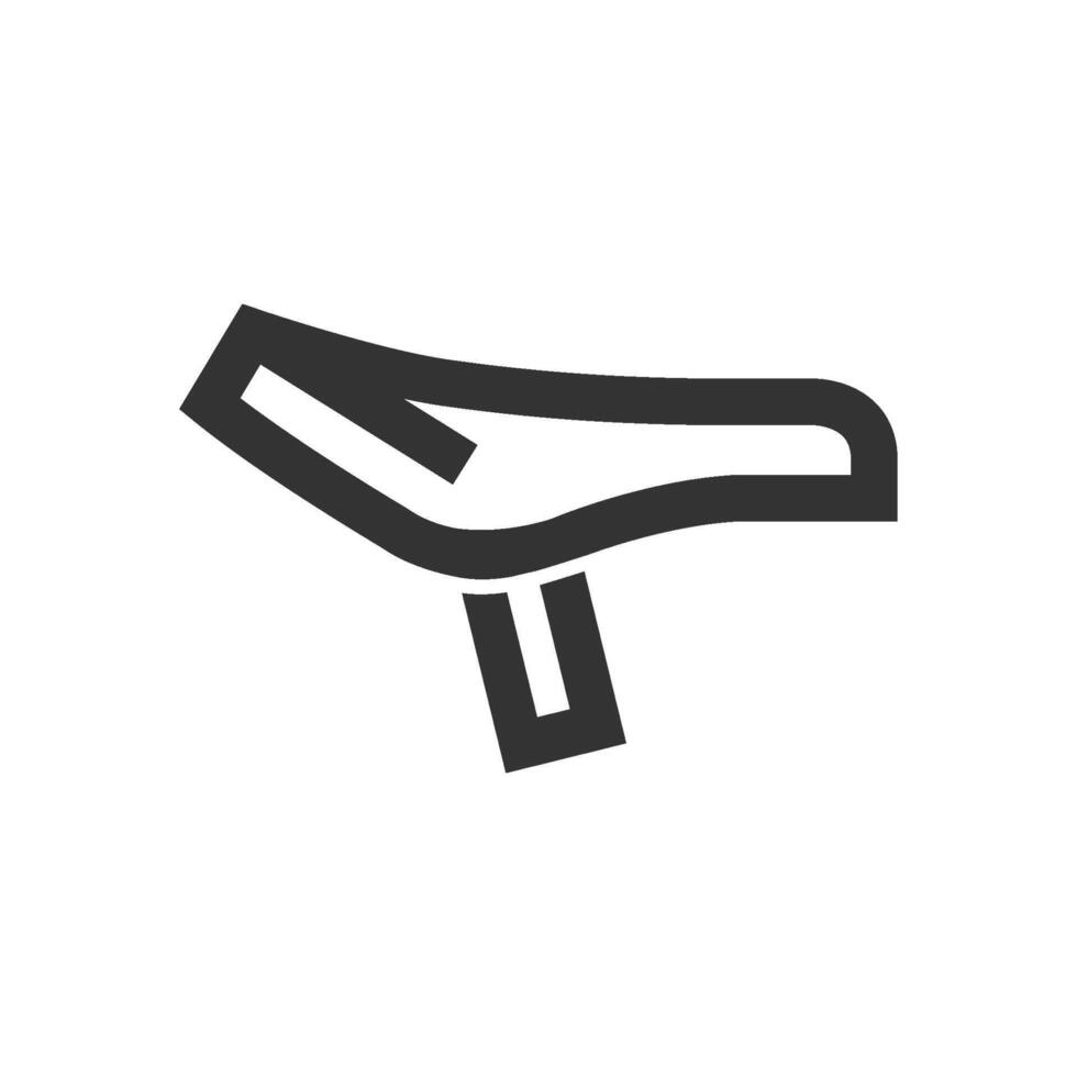 Bicycle saddle icon in thick outline style. Black and white monochrome vector illustration.