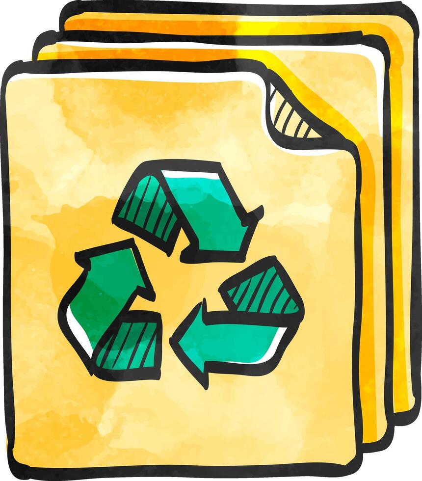 Recycle symbol icon in watercolor style. vector