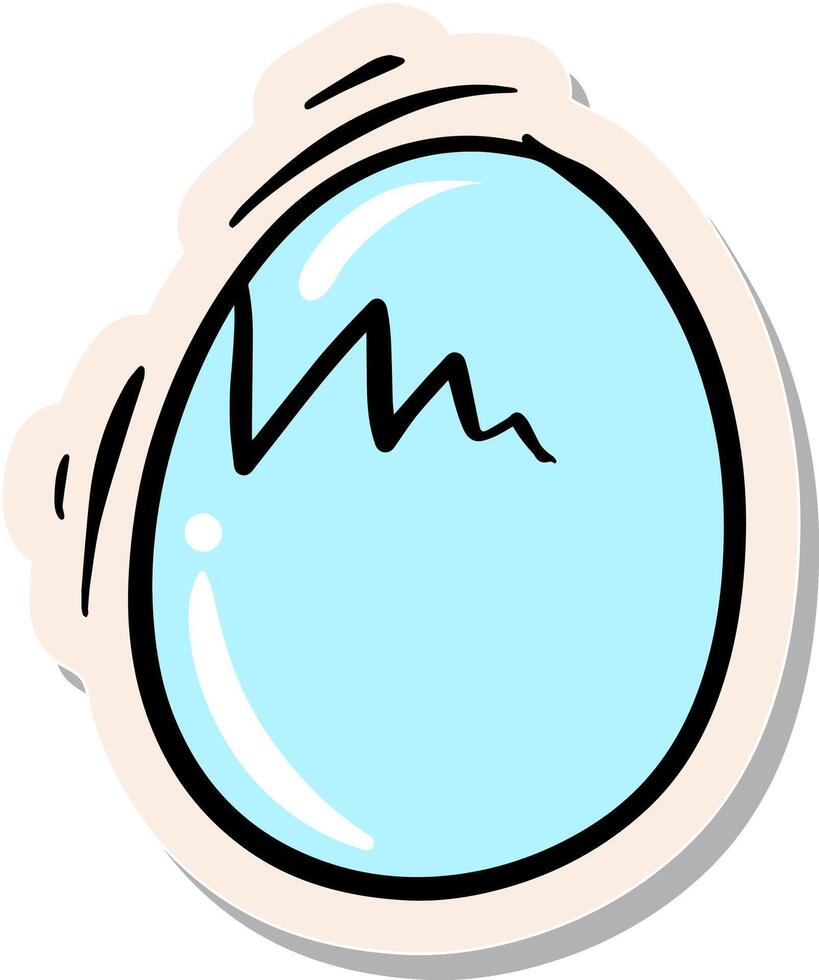 Hand drawn cracking egg in sticker style vector illustration