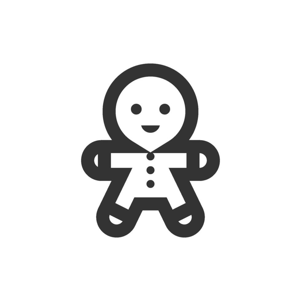 Gingerman icon in thick outline style. Black and white monochrome vector illustration.