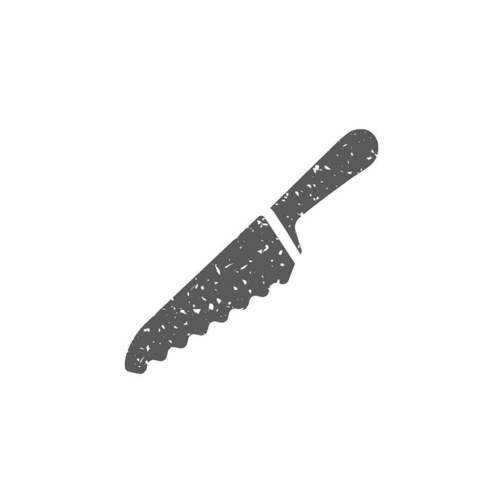 Bread knife icon in grunge texture vector illustration