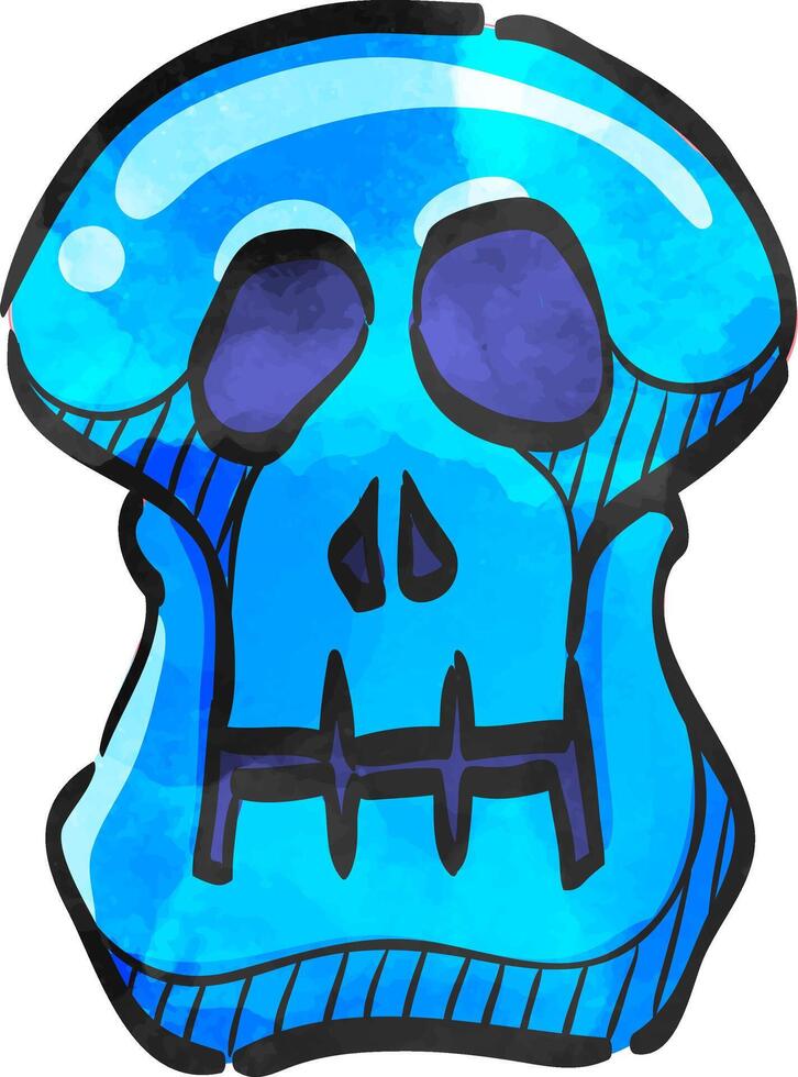 Skeleton icon in watercolor style. vector