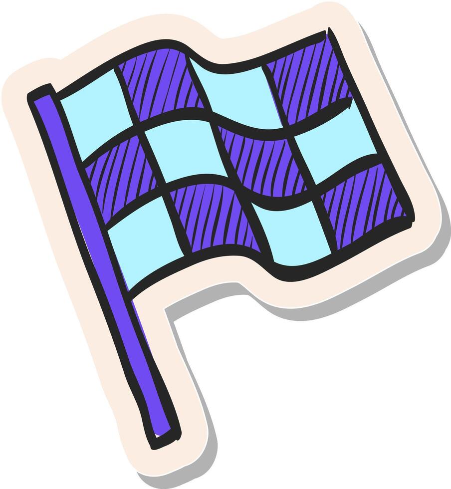 Hand drawn Race flag icon in sticker style vector illustration