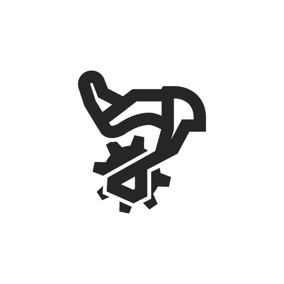 Rear deraillieur icon in thick outline style. Black and white monochrome vector illustration.
