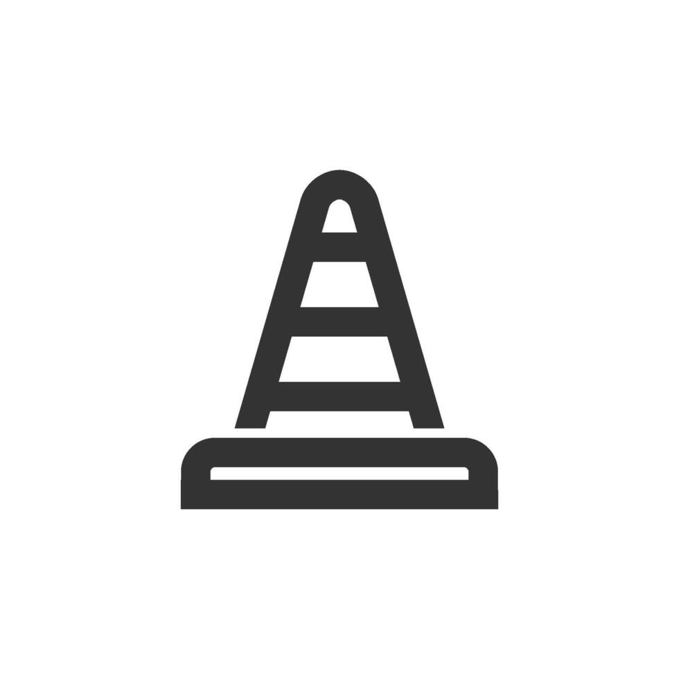 Traffic cone icon in thick outline style. Black and white monochrome vector illustration.