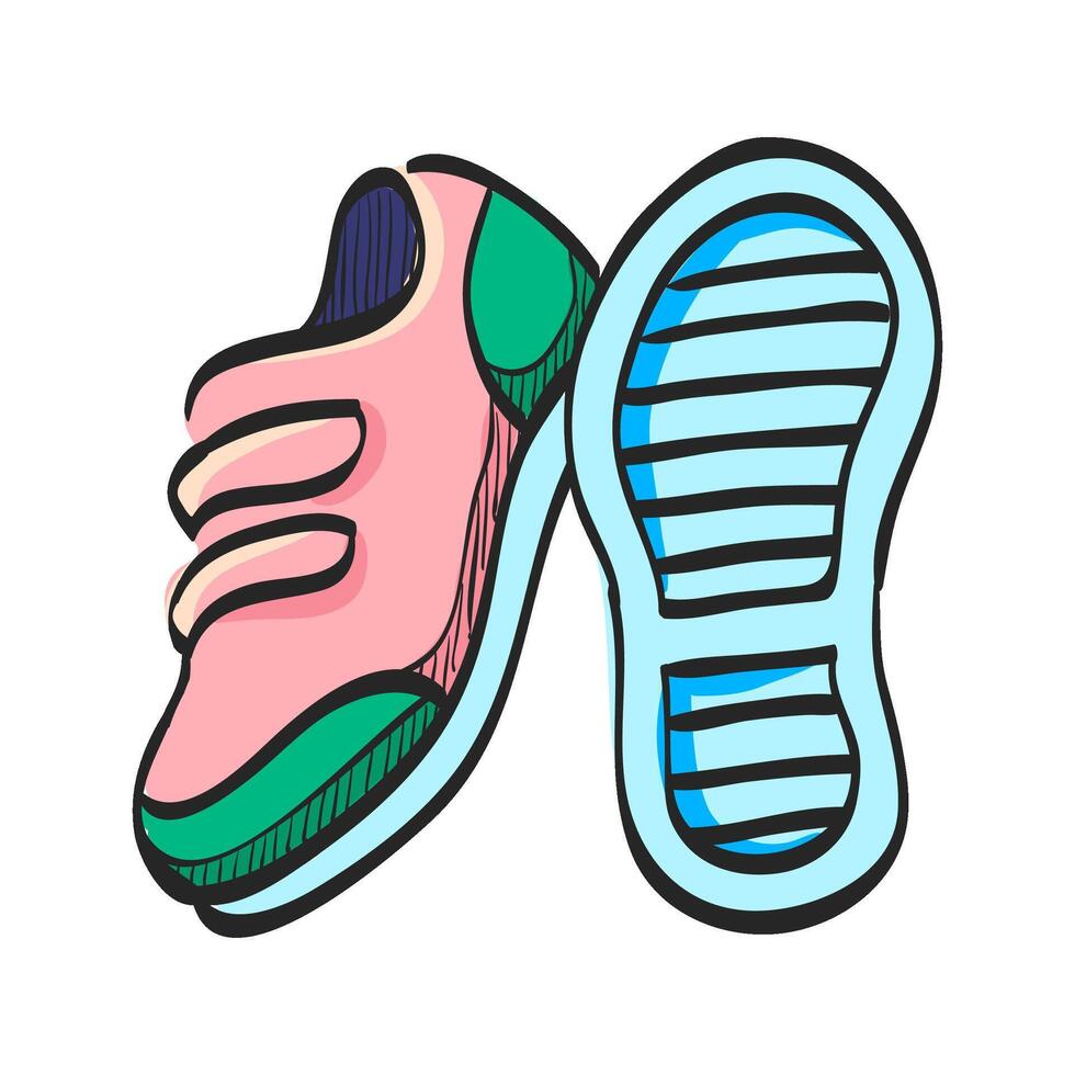 Zapatos icono en mano dibujado color vector ilustración