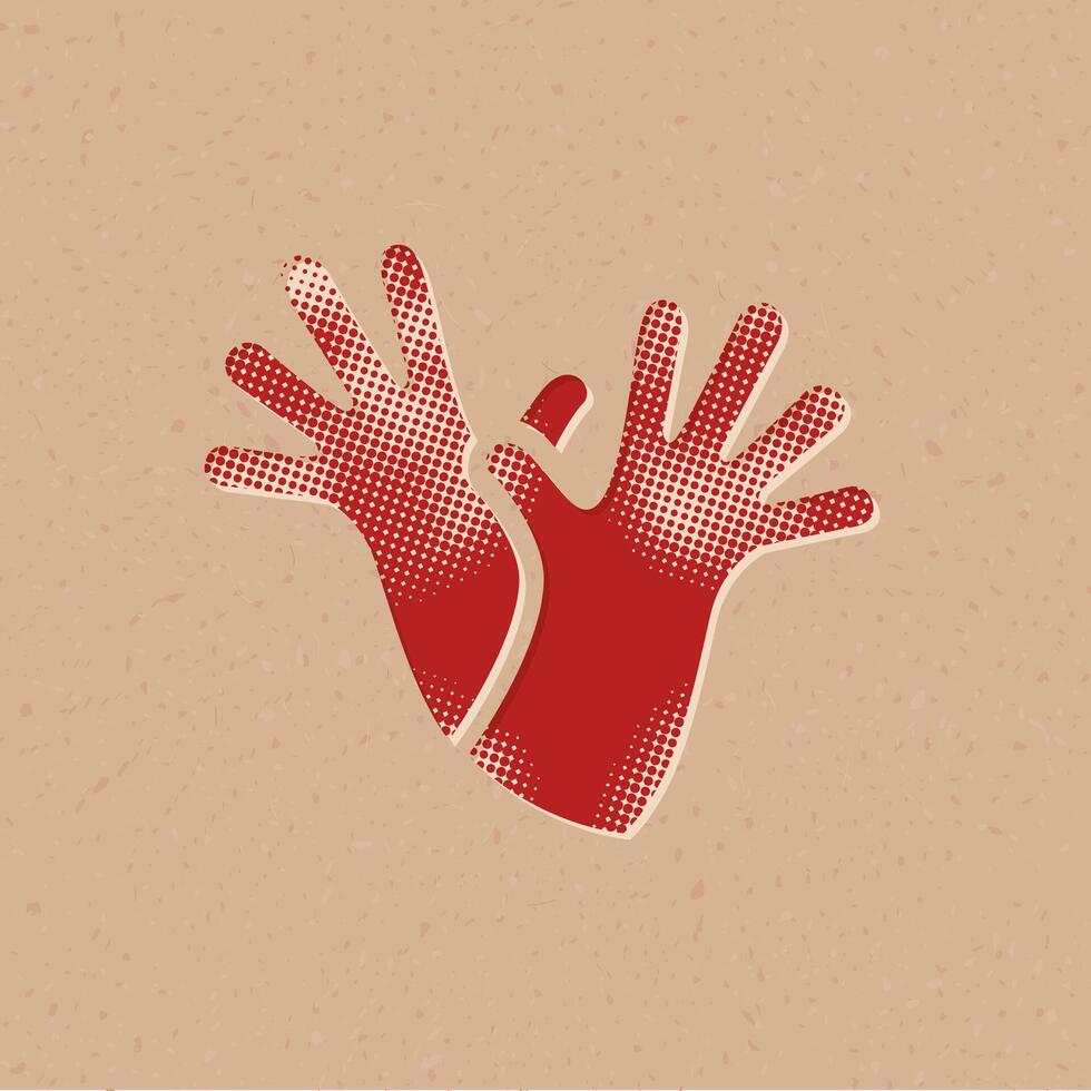 Cooking glove halftone style icon with grunge background vector illustration