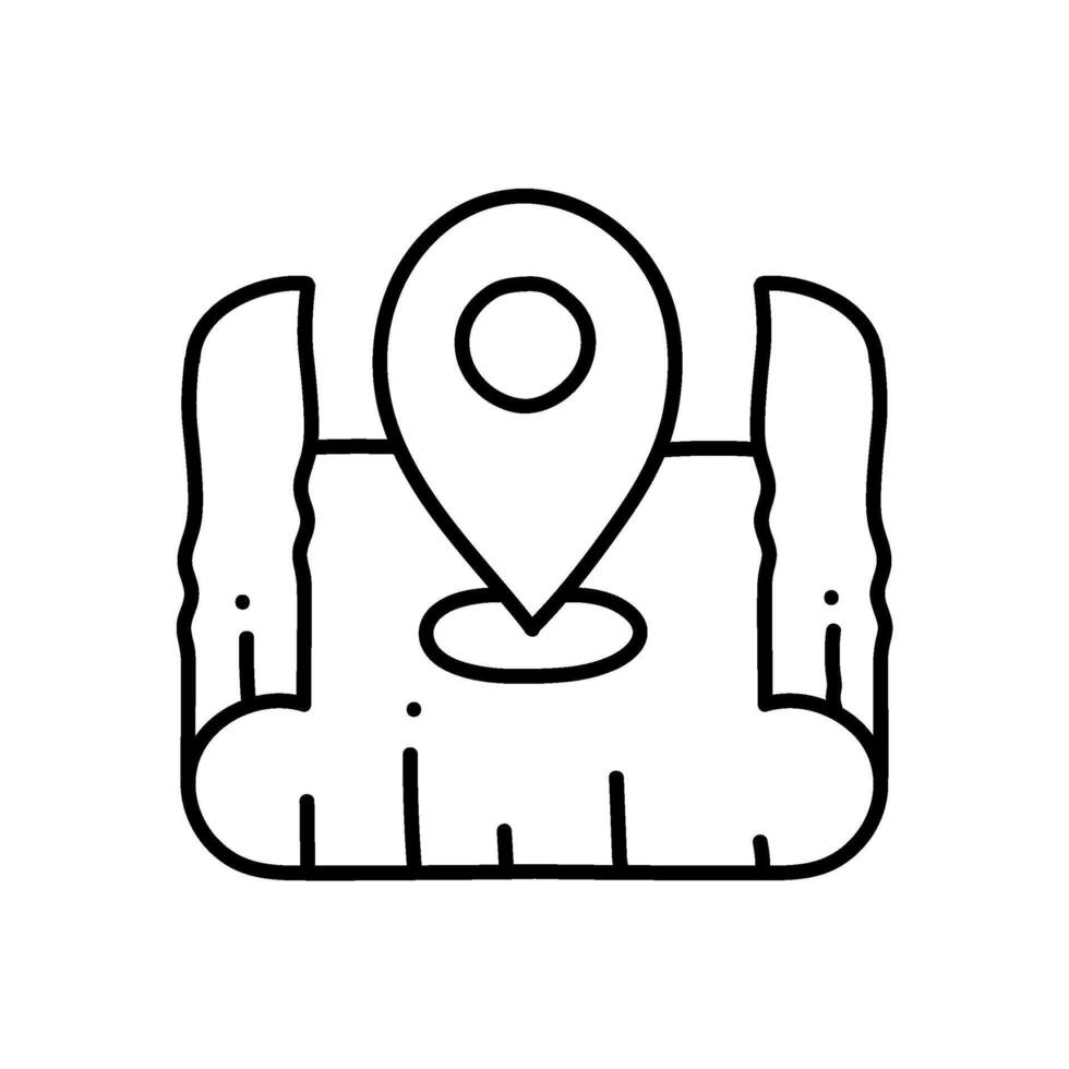 map pin on curled paper icon hand drawn vector illustration