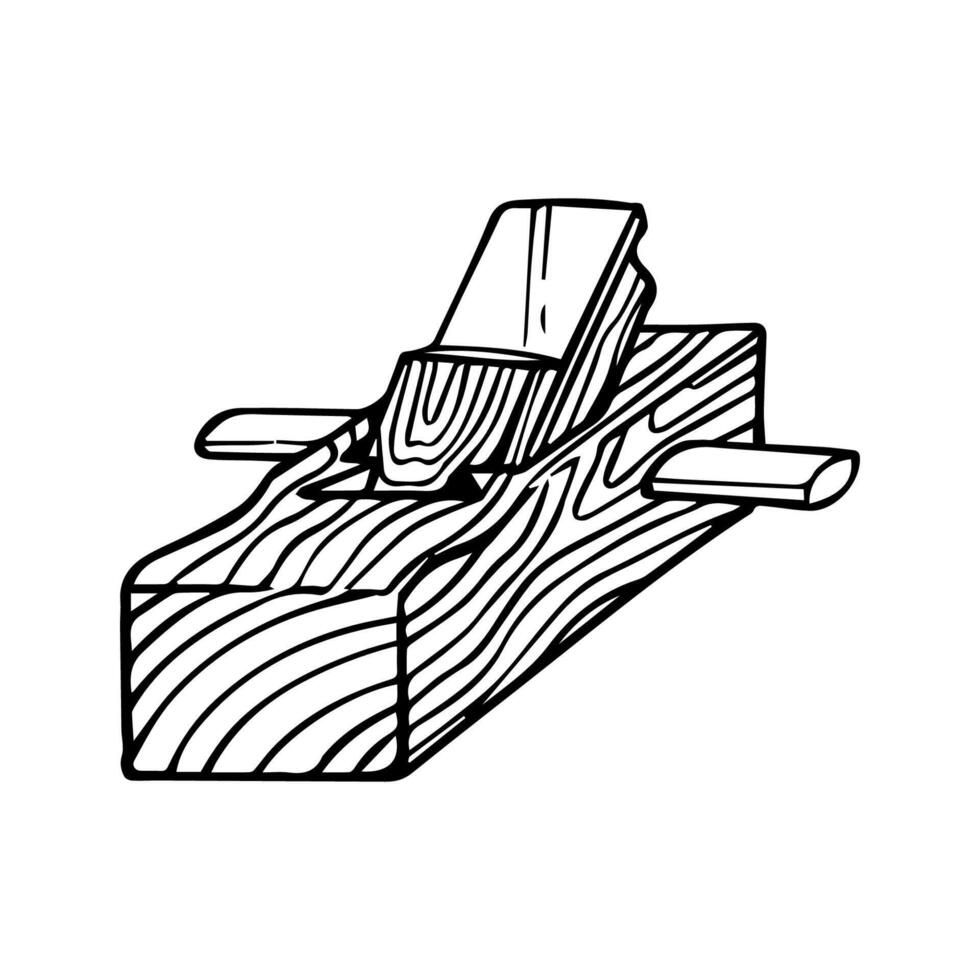 Hand planer icon. Woodworking tool. Hand drawn vector illustration.