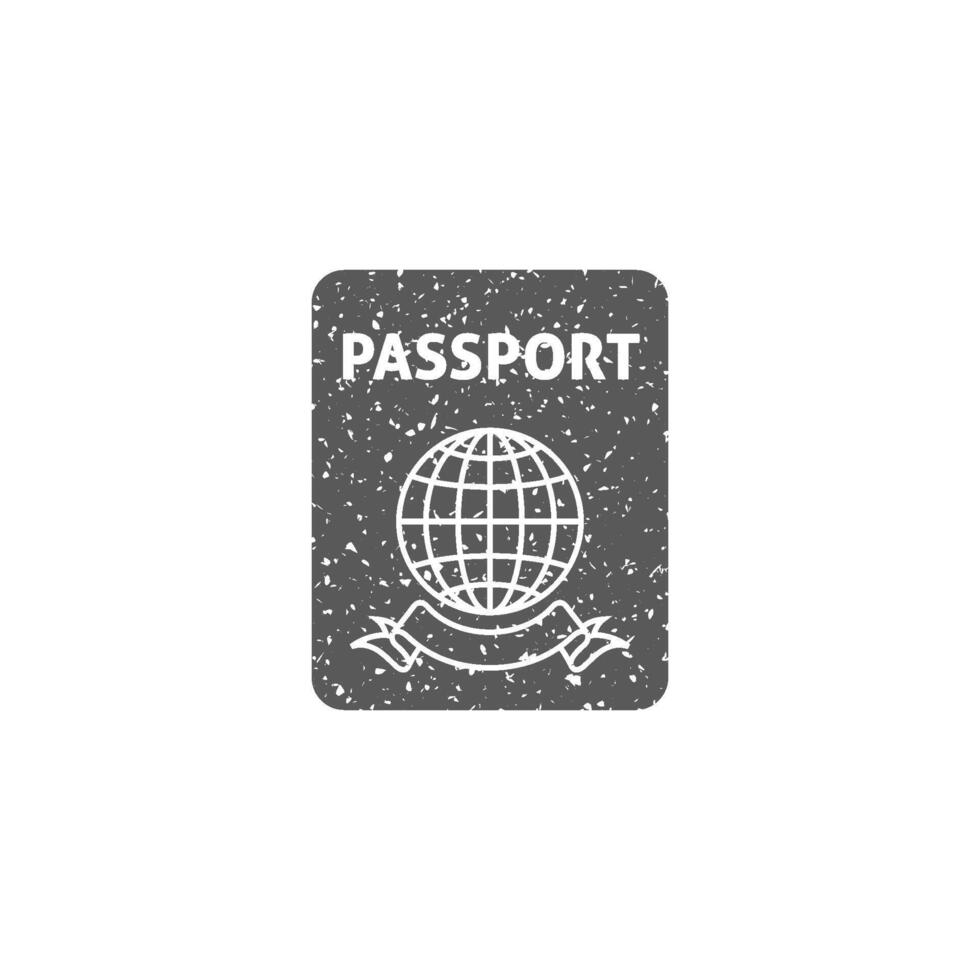 Passport icon in grunge texture vector illustration