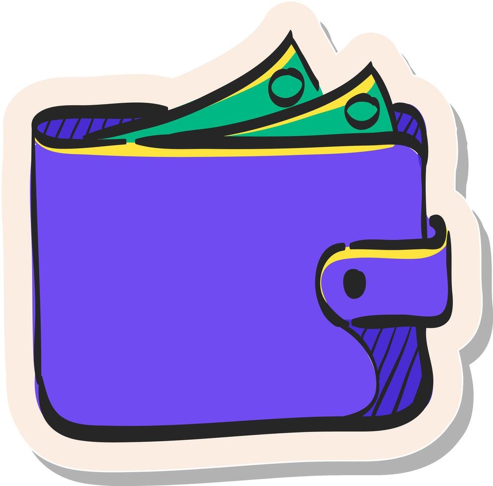 Hand drawn sticker style icon Wallet vector