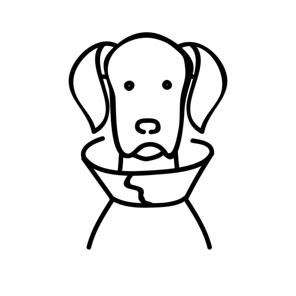 Sick dog icon. Hand drawn vector illustration. Editable line stroke.