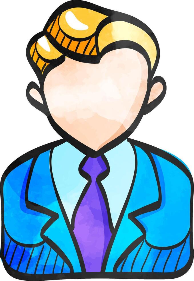 Businessman icon in watercolor style. vector