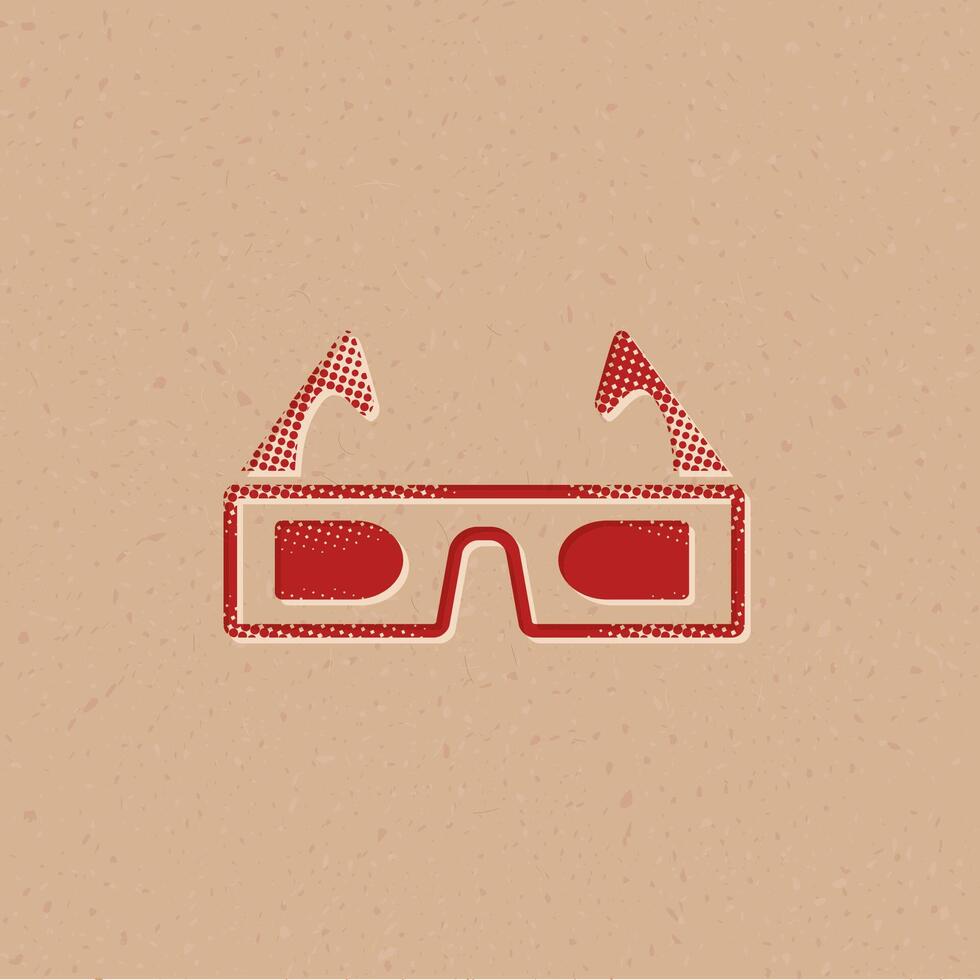 3d glasses halftone style icon with grunge background vector illustration