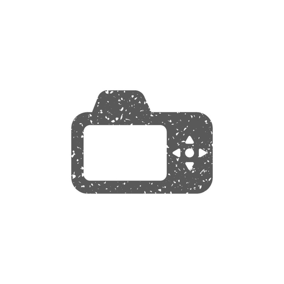 Camera icon in grunge texture vector illustration