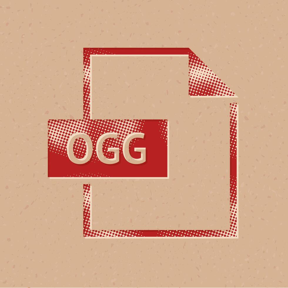 File format halftone style icon with grunge background vector illustration