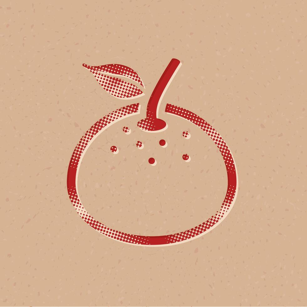 Orange halftone style icon with grunge background vector illustration