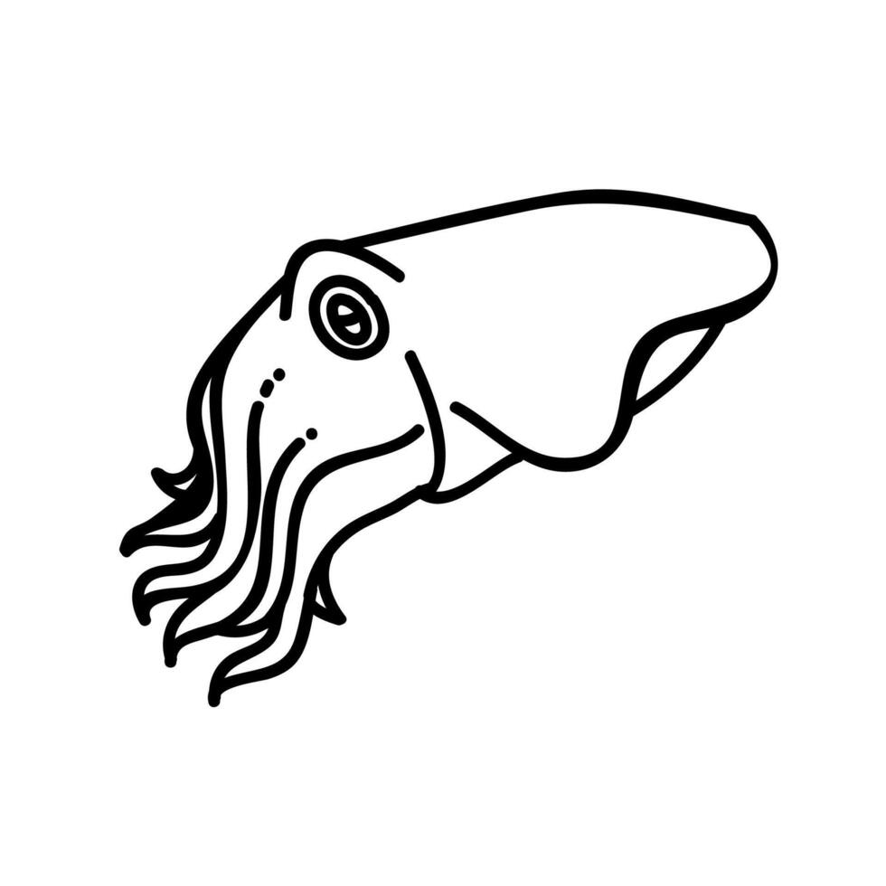 Squid icon. Hand drawn vector illustration. Editable line stroke.