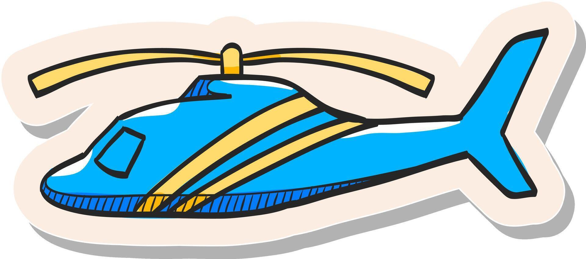 Hand drawn Helicopter icon in sticker style vector illustration