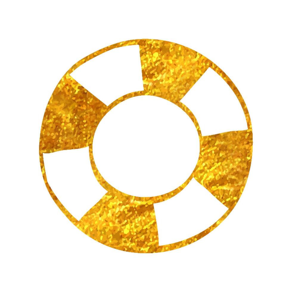 mano dibujado anillo boya icono en oro frustrar textura vector ilustración