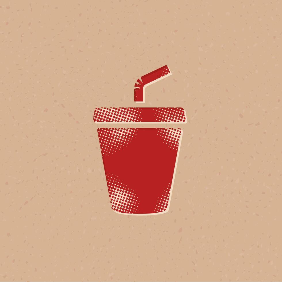 Soft drink halftone style icon with grunge background vector illustration