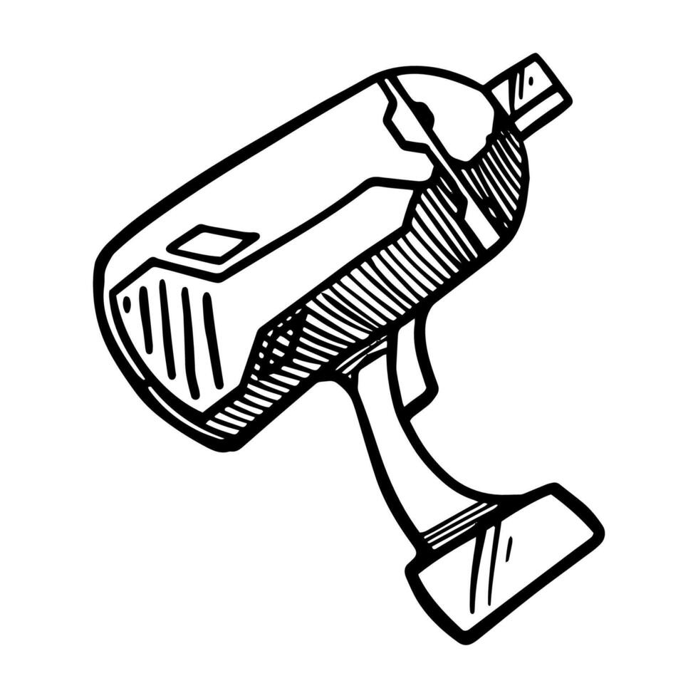 Electric impact driver icon. Hand drawn vector illustration. Woodworking tool