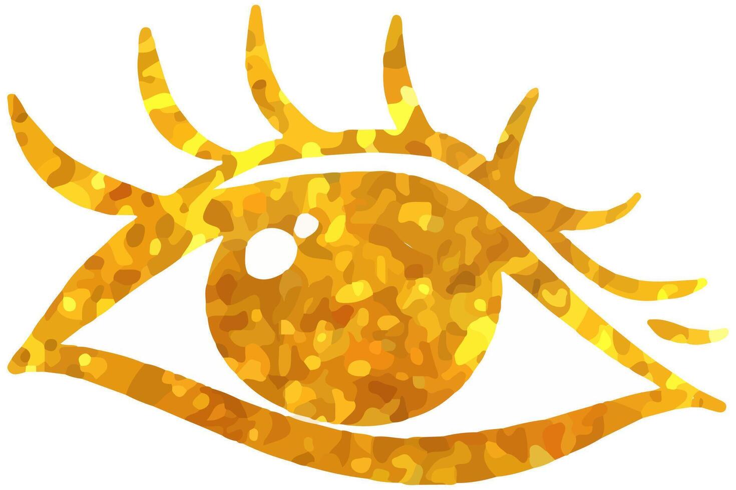 eye icon in gold texture. hand drawn vector illustration