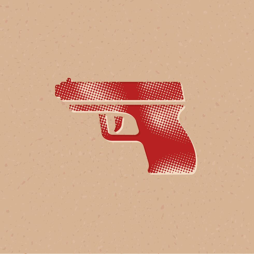 Arm gun halftone style icon with grunge background vector illustration
