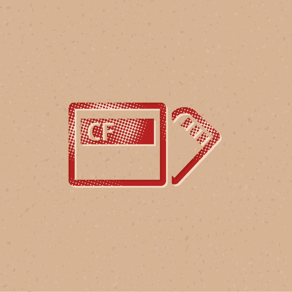 Compact flash and sd card halftone style icon with grunge background vector illustration