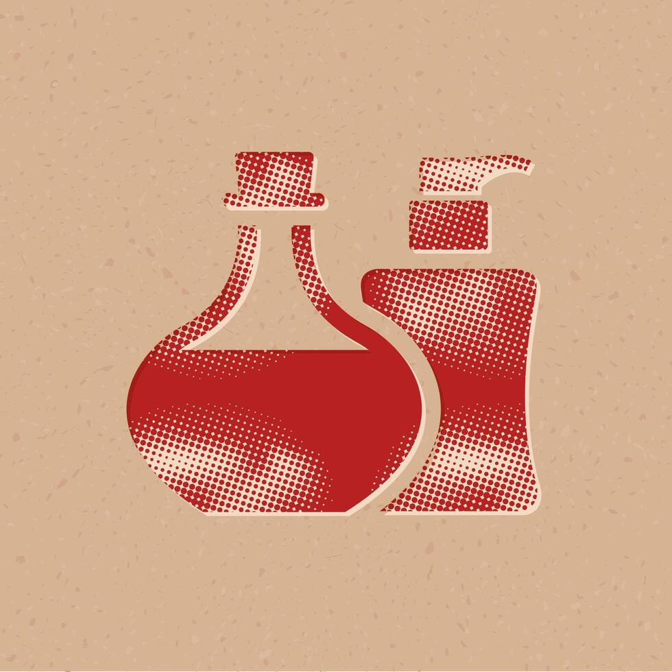 Aromatherapy halftone style icon with grunge background vector illustration