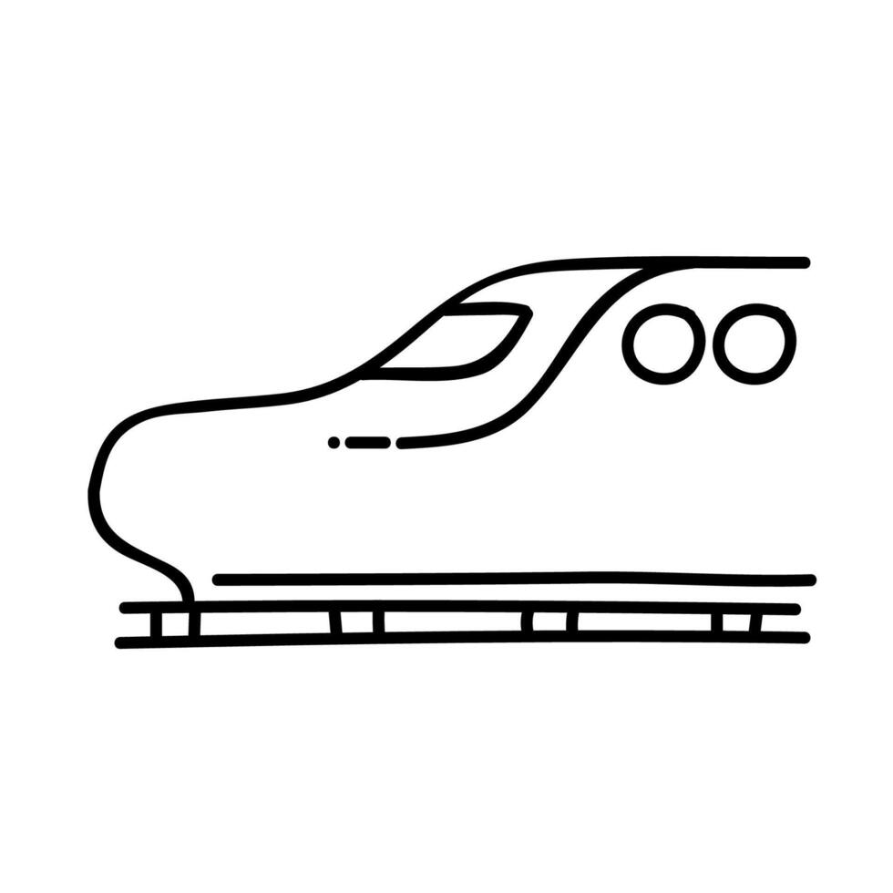 Bullet train icon. Hand drawn vector illustration. Editable line stroke.