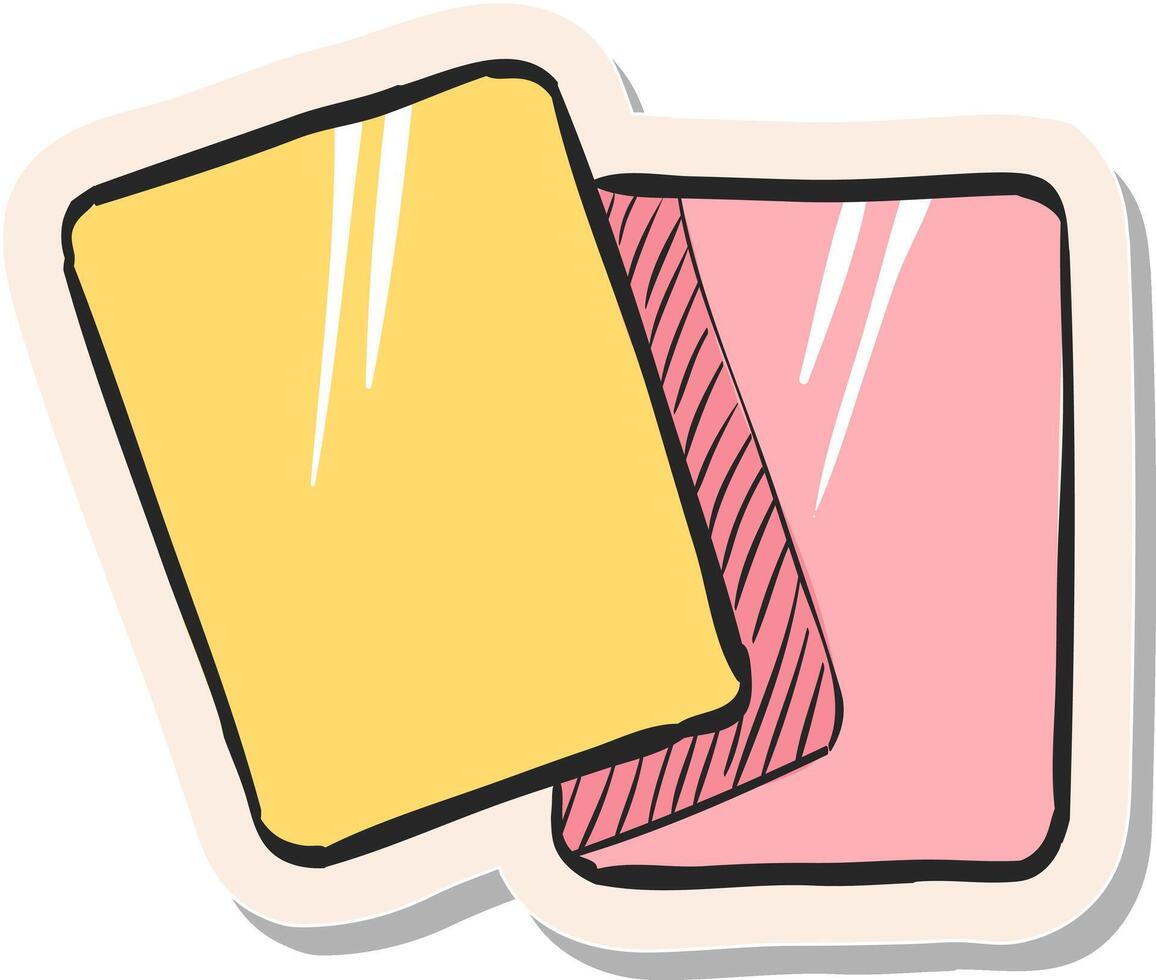 mano dibujado fútbol rojo y amarillo tarjetas icono en pegatina estilo vector ilustración
