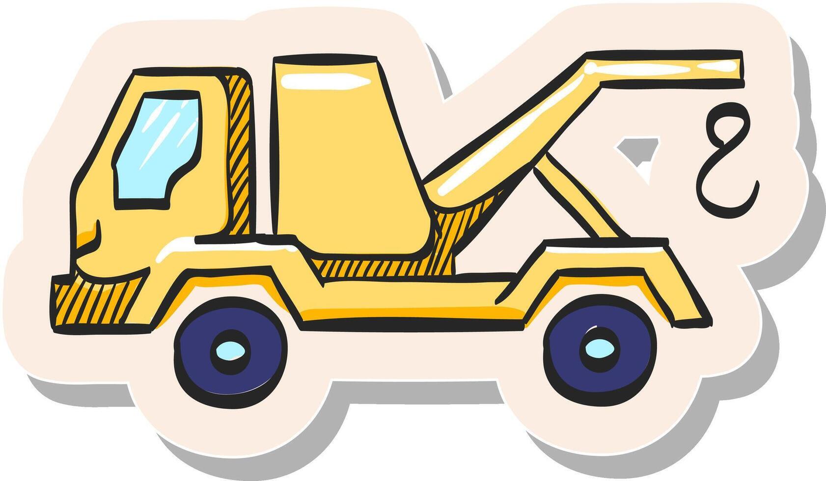 Hand drawn sticker style icon Tow vector