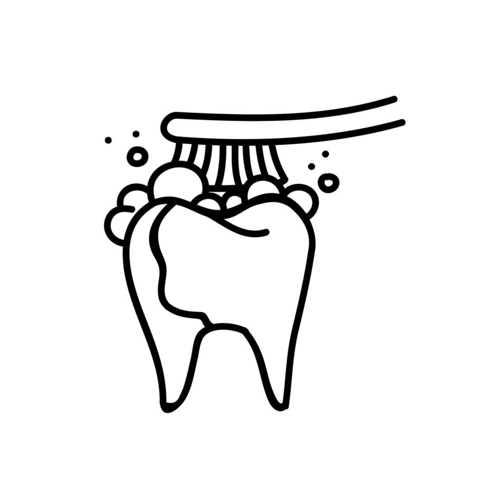 Tooth brush icon. Hand drawn vector illustration. Editable line stroke.