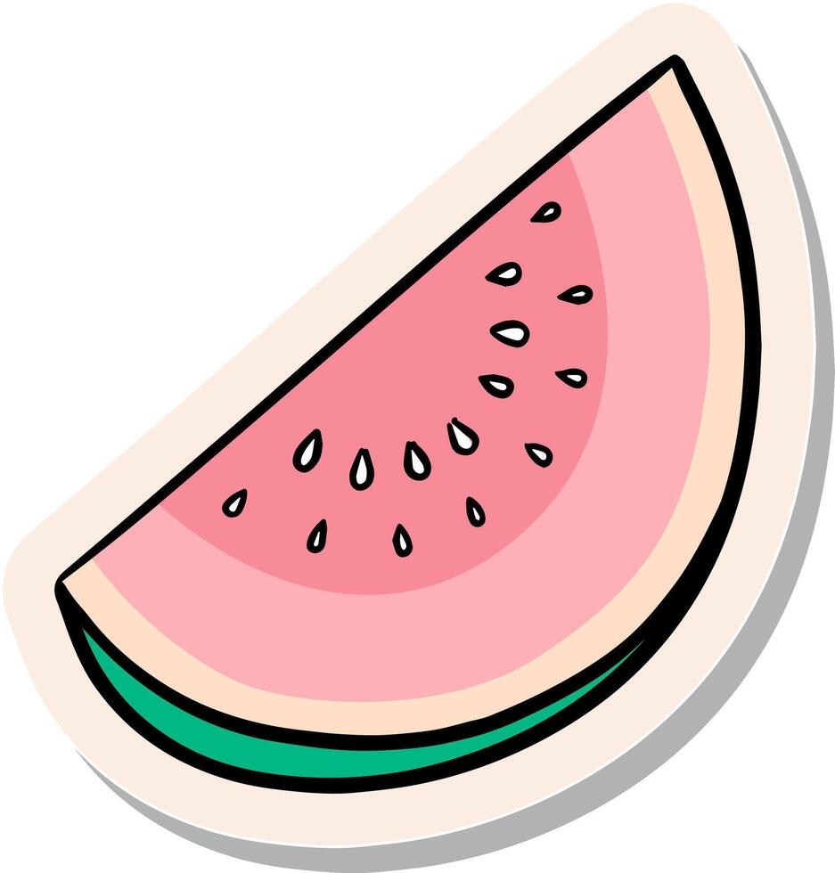 mano dibujado Fruta rebanada sandía o melón en pegatina estilo vector ilustración