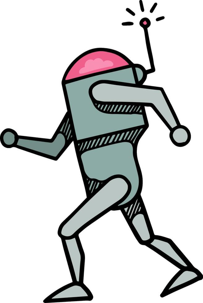 Robot icon  drawing industrial technology color vector illustration