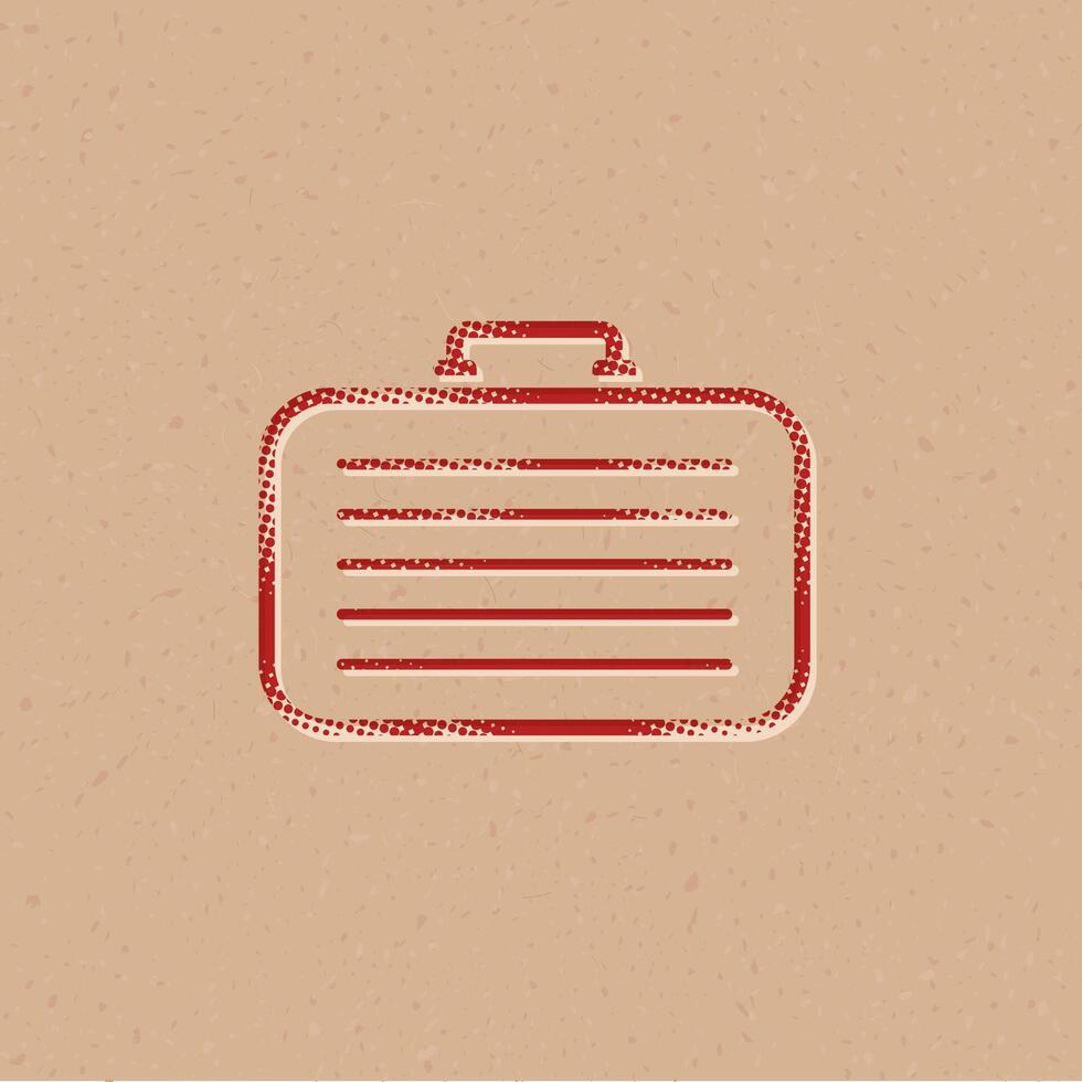 Traveling suitcase halftone style icon with grunge background vector illustration