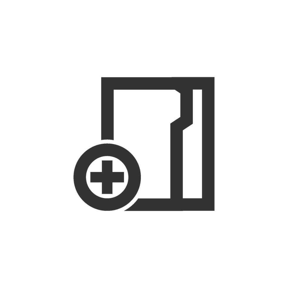 Folder icon in thick outline style. Black and white monochrome vector illustration.