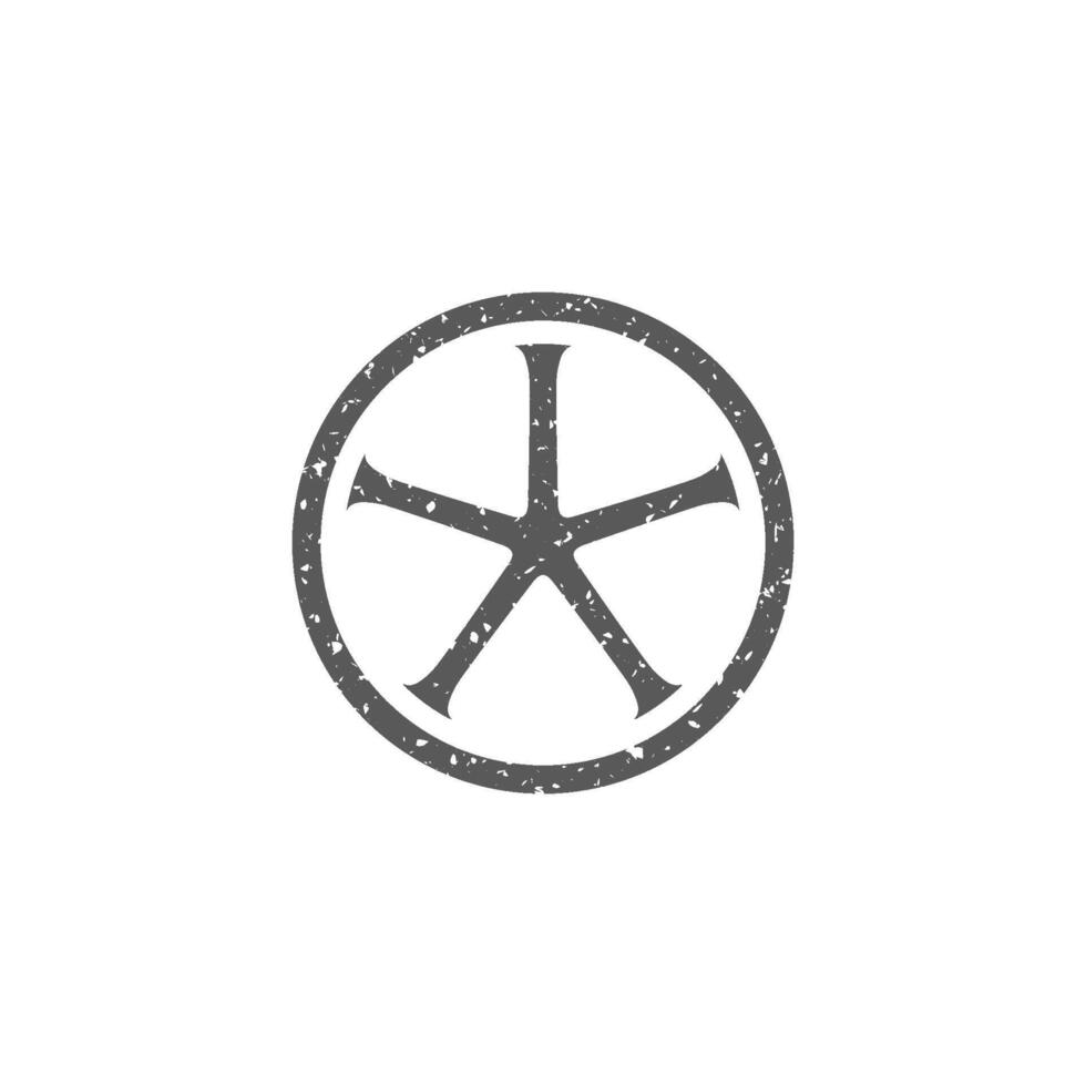 Bicycle wheel icon in grunge texture vector illustration