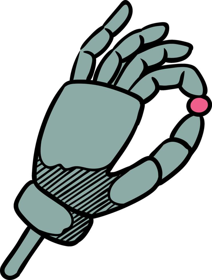 Robotic arm holding small object icon  style color vector illustration