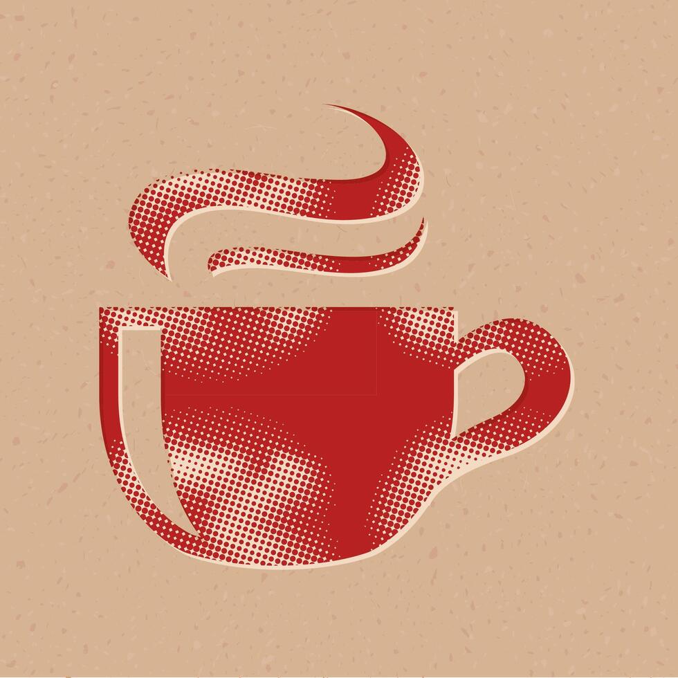 Chocolate drink halftone style icon with grunge background vector illustration