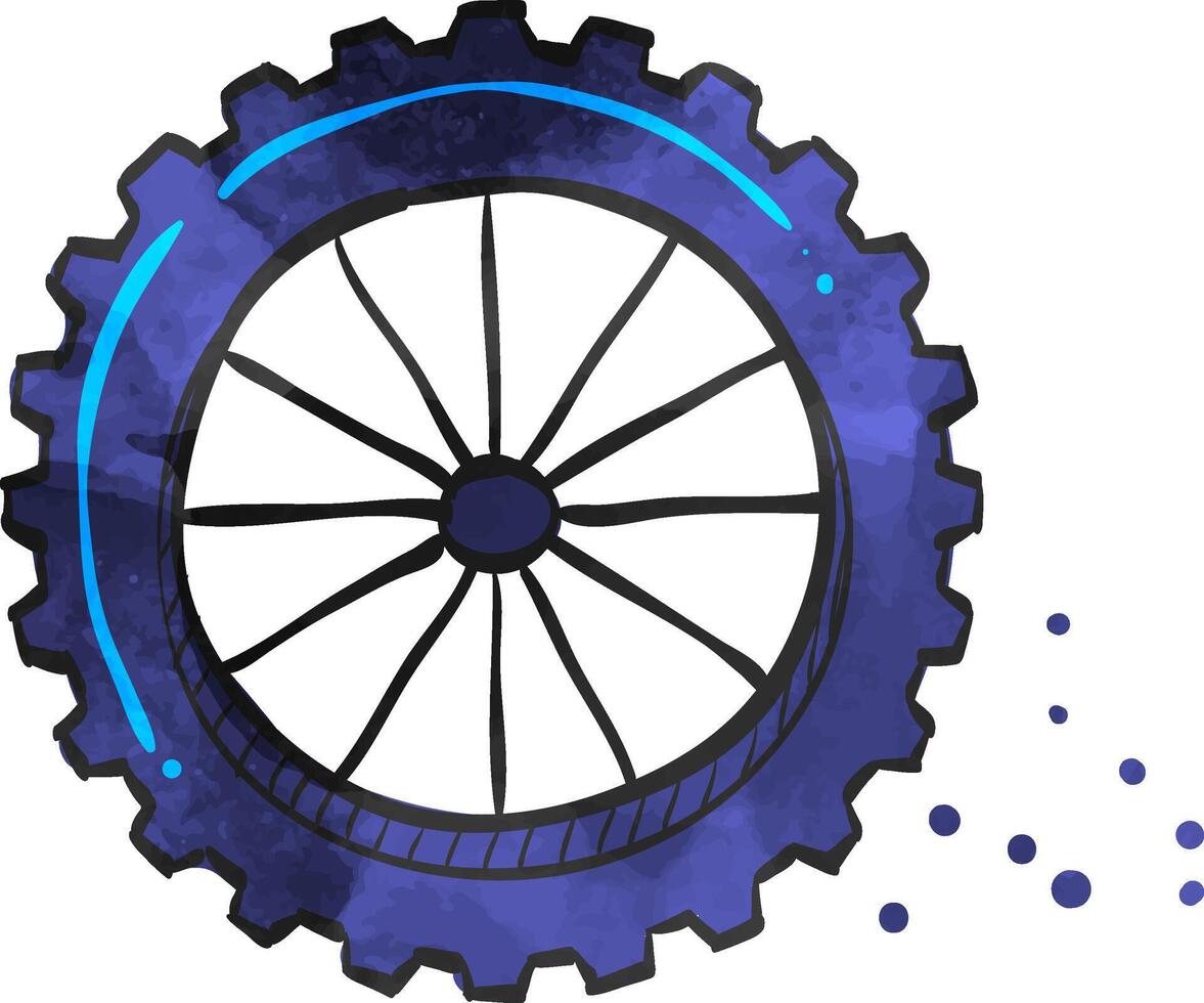 Motorcycle tire icon in watercolor style. vector