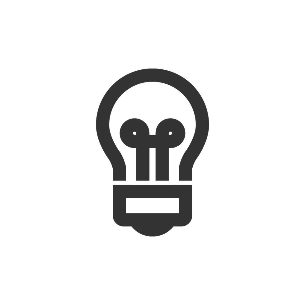 Light bulb icon in thick outline style. Black and white monochrome vector illustration.