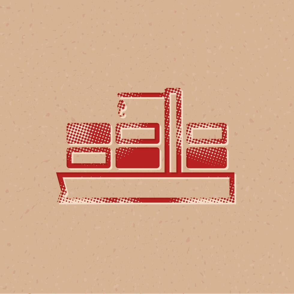 Container shipping halftone style icon with grunge background vector illustration