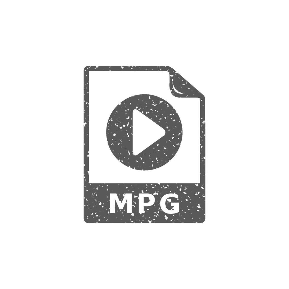 Video file format icon in grunge texture vector illustration