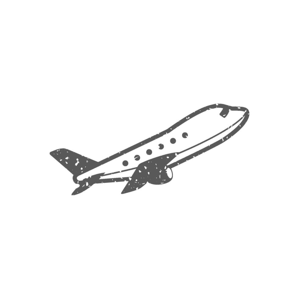 avión icono en grunge textura vector ilustración